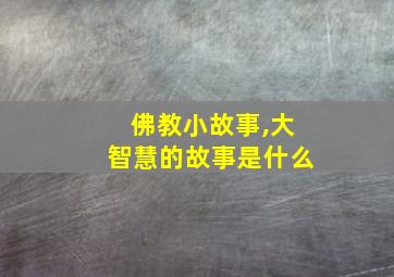 佛教小故事,大智慧的故事是什么