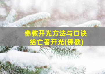 佛教开光方法与口诀给亡者开光(佛教)