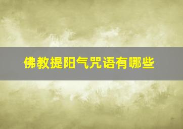 佛教提阳气咒语有哪些