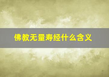 佛教无量寿经什么含义