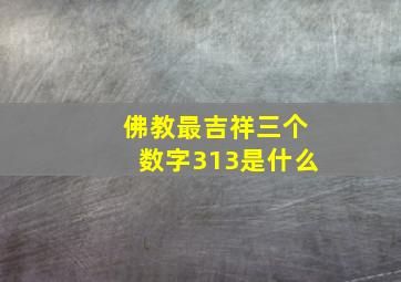 佛教最吉祥三个数字313是什么