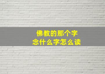 佛教的那个字念什么字怎么读