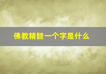 佛教精髓一个字是什么