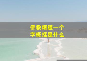 佛教精髓一个字概括是什么