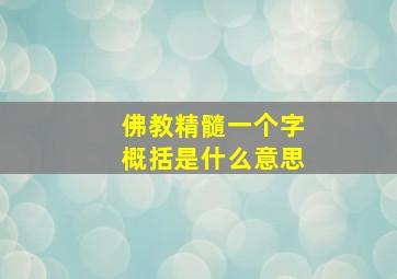 佛教精髓一个字概括是什么意思