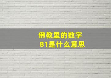 佛教里的数字81是什么意思