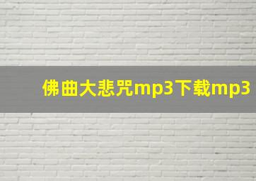 佛曲大悲咒mp3下载mp3