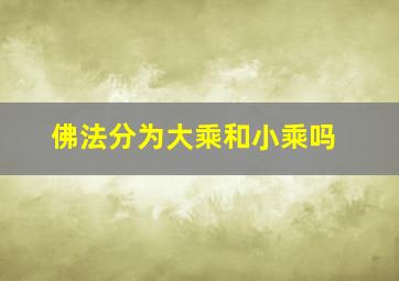 佛法分为大乘和小乘吗