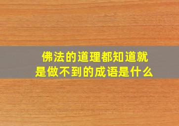 佛法的道理都知道就是做不到的成语是什么