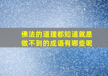 佛法的道理都知道就是做不到的成语有哪些呢