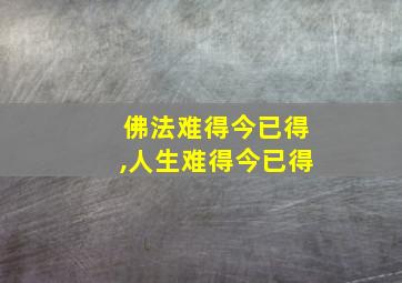 佛法难得今已得,人生难得今已得