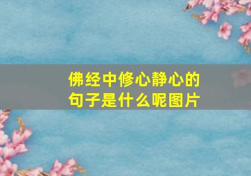 佛经中修心静心的句子是什么呢图片