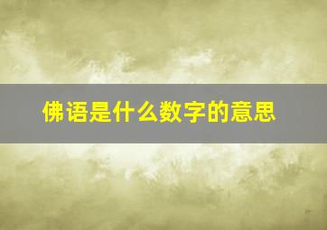 佛语是什么数字的意思