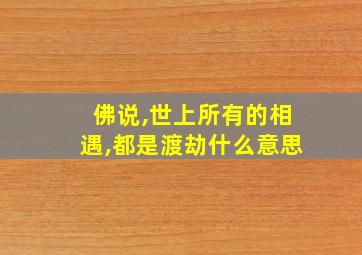 佛说,世上所有的相遇,都是渡劫什么意思