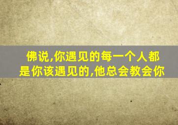 佛说,你遇见的每一个人都是你该遇见的,他总会教会你