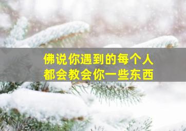 佛说你遇到的每个人都会教会你一些东西