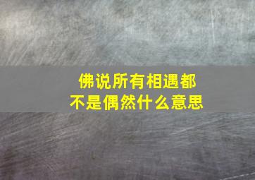 佛说所有相遇都不是偶然什么意思