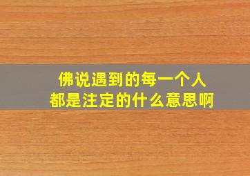 佛说遇到的每一个人都是注定的什么意思啊