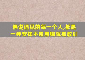 佛说遇见的每一个人,都是一种安排不是恩赐就是教训