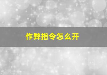 作弊指令怎么开