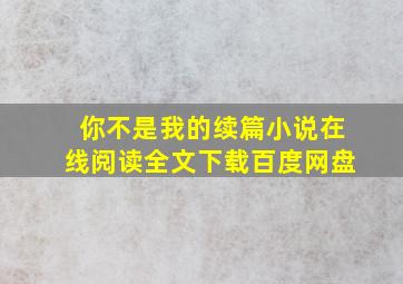 你不是我的续篇小说在线阅读全文下载百度网盘