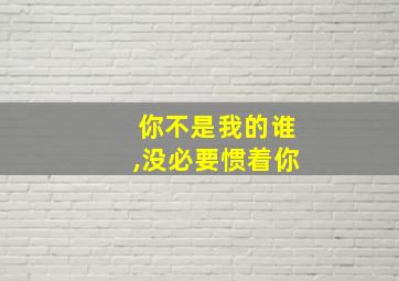 你不是我的谁,没必要惯着你