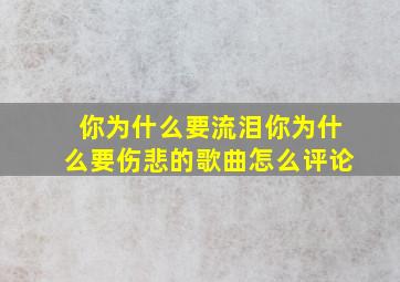 你为什么要流泪你为什么要伤悲的歌曲怎么评论