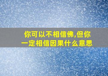 你可以不相信佛,但你一定相信因果什么意思