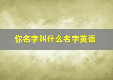 你名字叫什么名字英语