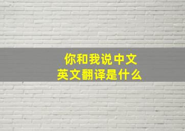 你和我说中文英文翻译是什么