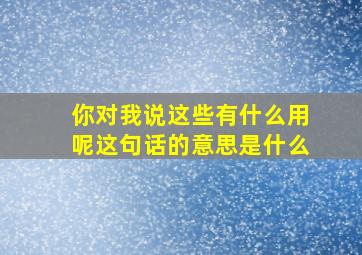 你对我说这些有什么用呢这句话的意思是什么