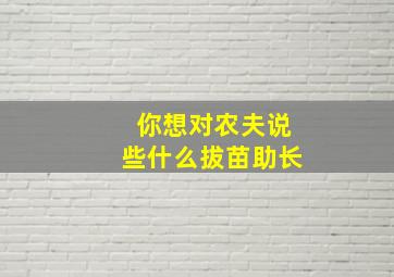 你想对农夫说些什么拔苗助长