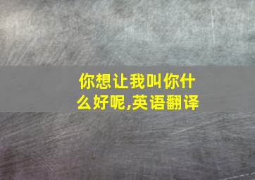 你想让我叫你什么好呢,英语翻译