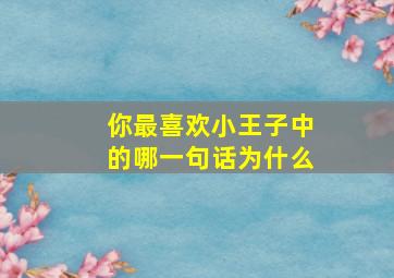 你最喜欢小王子中的哪一句话为什么