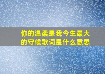 你的温柔是我今生最大的守候歌词是什么意思