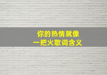 你的热情就像一把火歌词含义