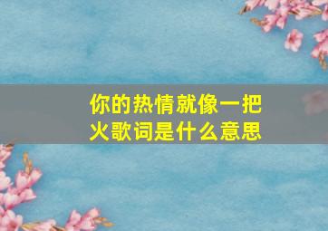 你的热情就像一把火歌词是什么意思