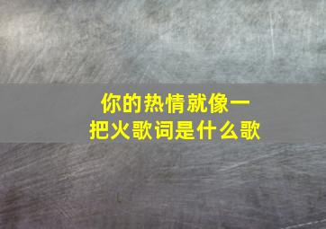 你的热情就像一把火歌词是什么歌