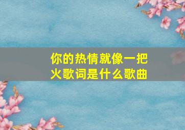 你的热情就像一把火歌词是什么歌曲