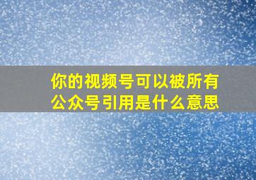 你的视频号可以被所有公众号引用是什么意思