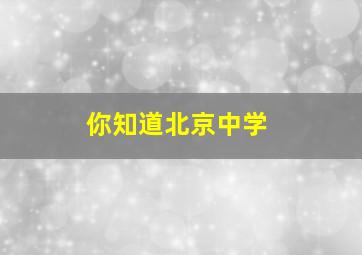 你知道北京中学