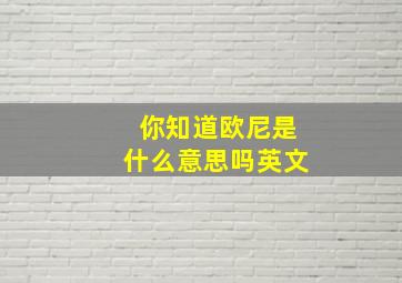 你知道欧尼是什么意思吗英文