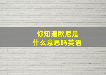 你知道欧尼是什么意思吗英语