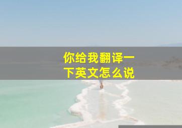 你给我翻译一下英文怎么说