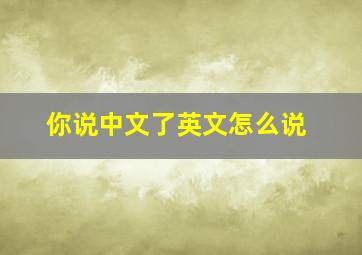 你说中文了英文怎么说