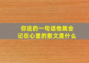 你说的一句话他就会记在心里的散文是什么