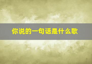 你说的一句话是什么歌