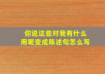 你说这些对我有什么用呢变成陈述句怎么写