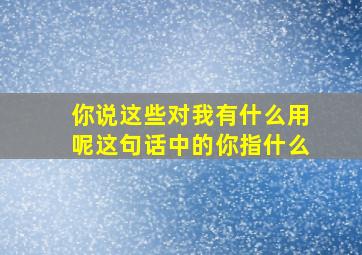 你说这些对我有什么用呢这句话中的你指什么