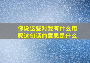 你说这些对我有什么用呢这句话的意思是什么